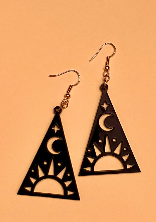 Solar Eclipse triangle acrylic earrings